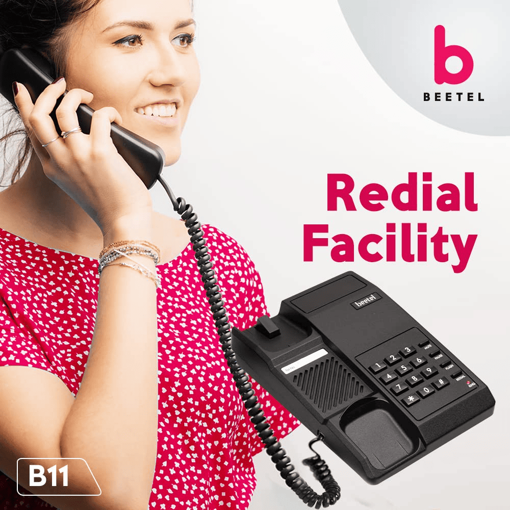 Beetel B11, Corded Wall/Desk Mountable Landline Phone, Black