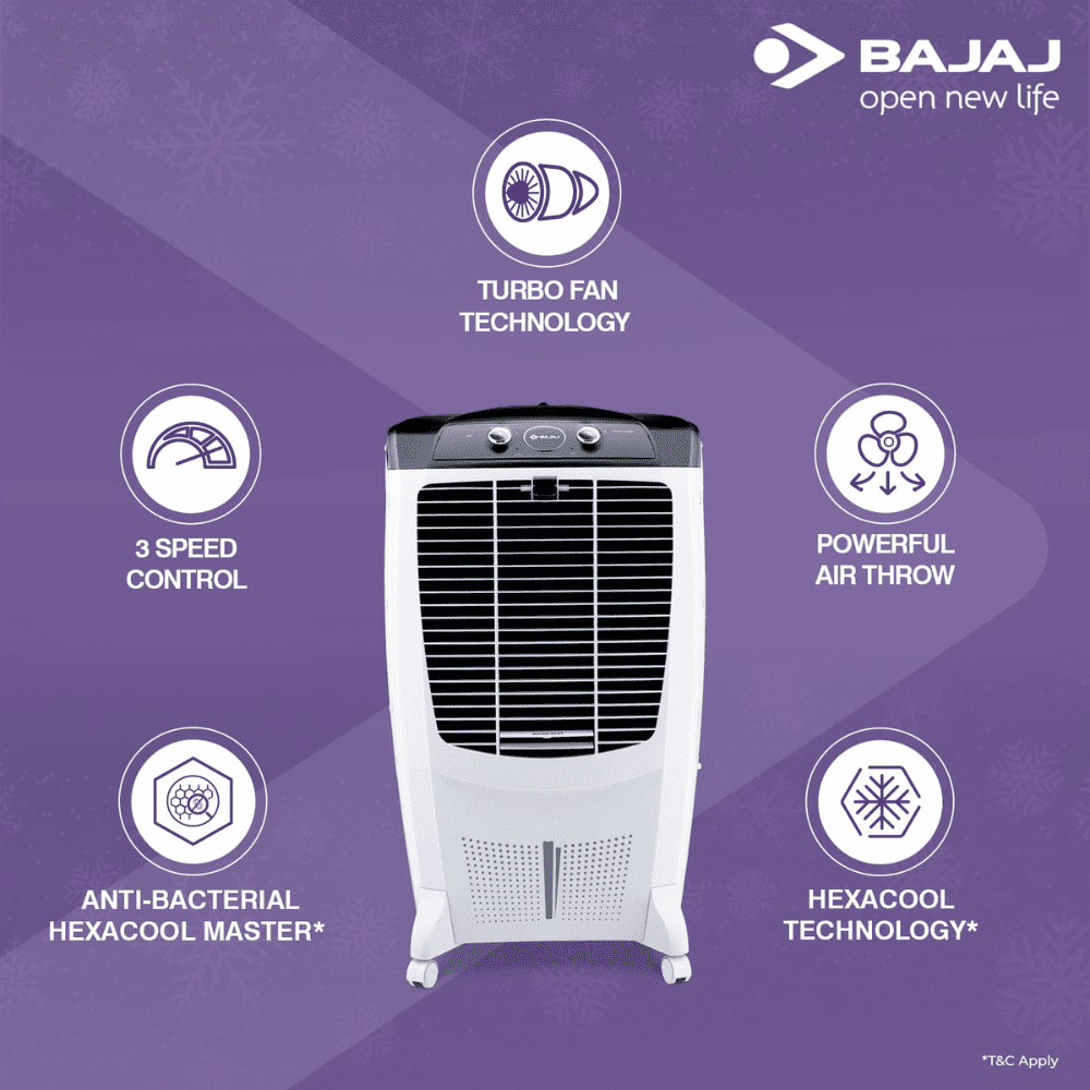 Bajaj DMH67, 67 Ltrs Portable Desert Room Air Cooler