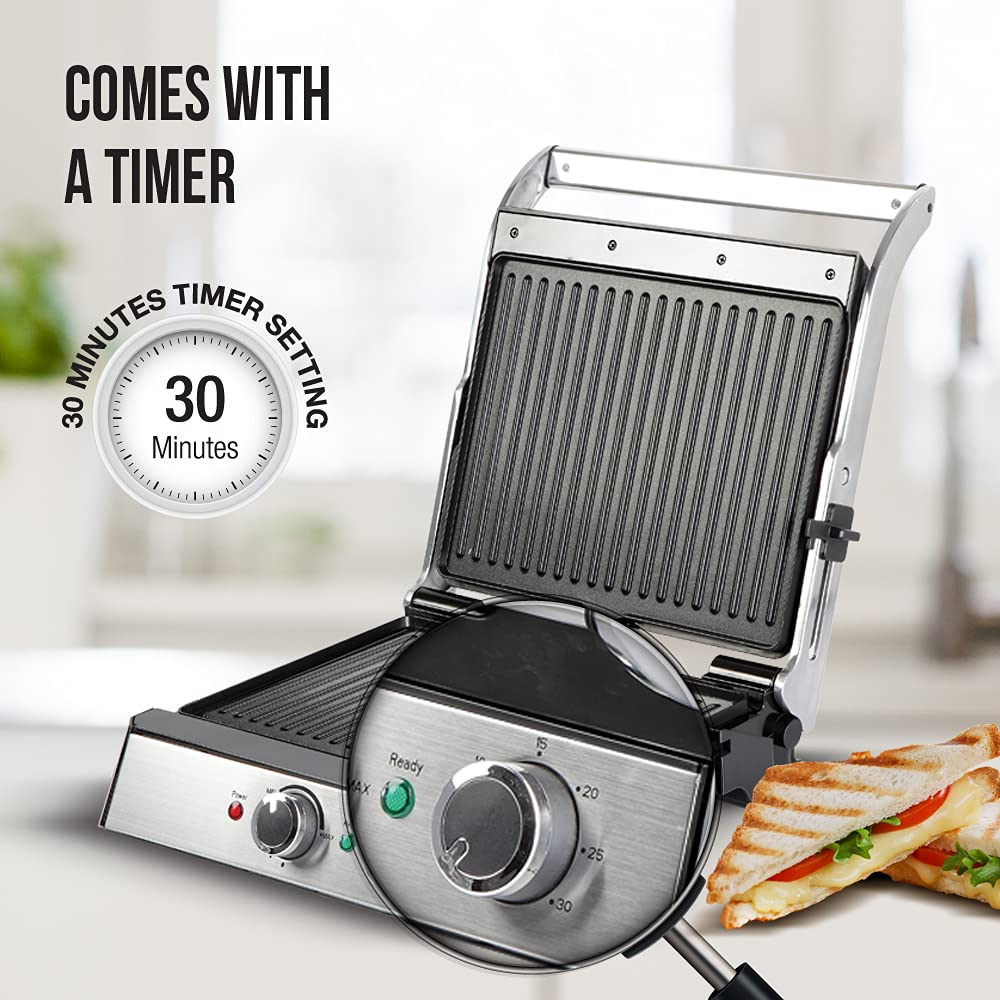 Havells Toastino 2000 Watts 4 Slice Non Stick Coated Grill Plates Stainless Steel Sandwich Maker (Matte black)