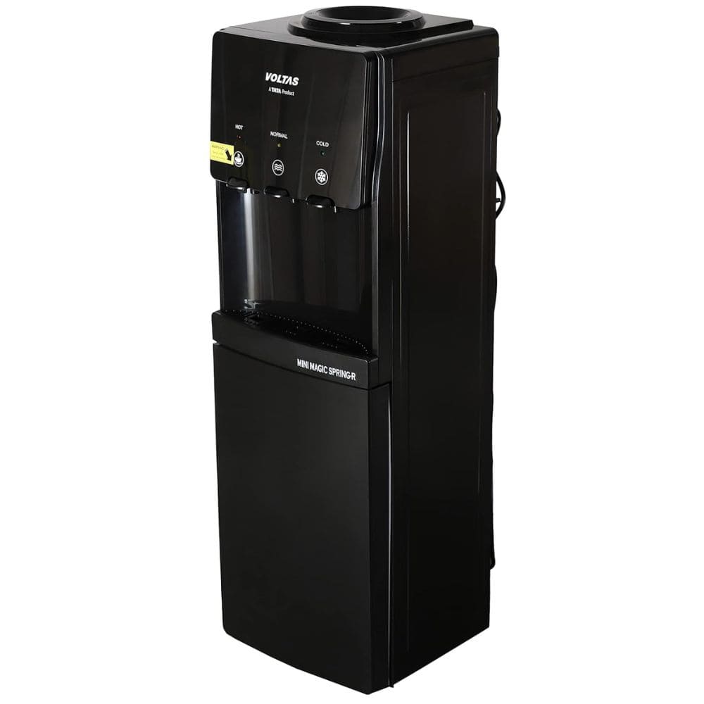 Voltas Minimagic SPRING R, 5 Ltrs Floor Mounted Water Dispenser, Tap and Small Refrigerator Black