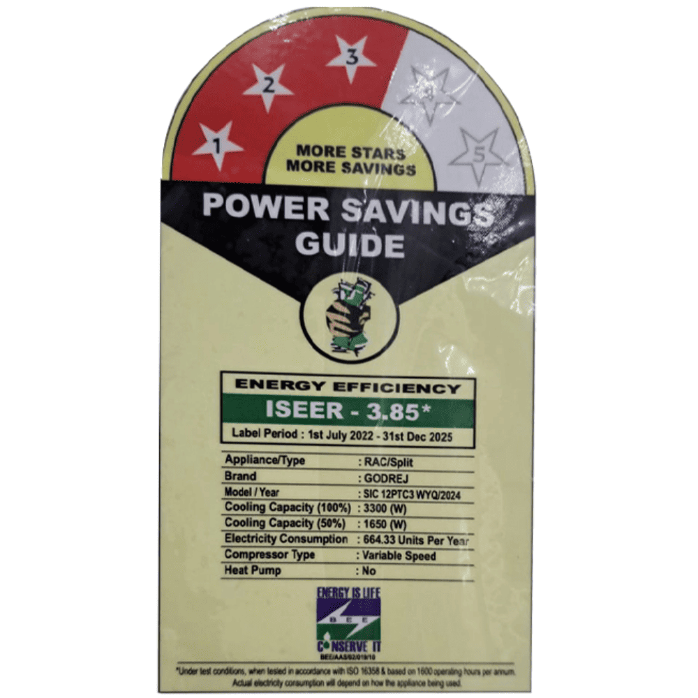 Godrej 1.0 ton 3 Star Inverter Split Air Conditioner (SIC 12PTC3-WYQ)