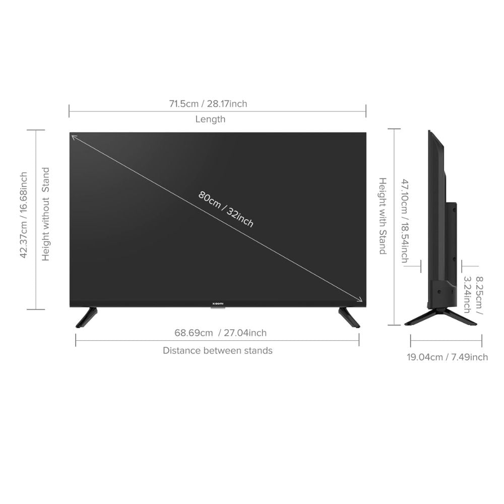 MI Xiaomi 80cm  L32M8-5AIN, 32 Inches HD Ready Smart LED TV, Black