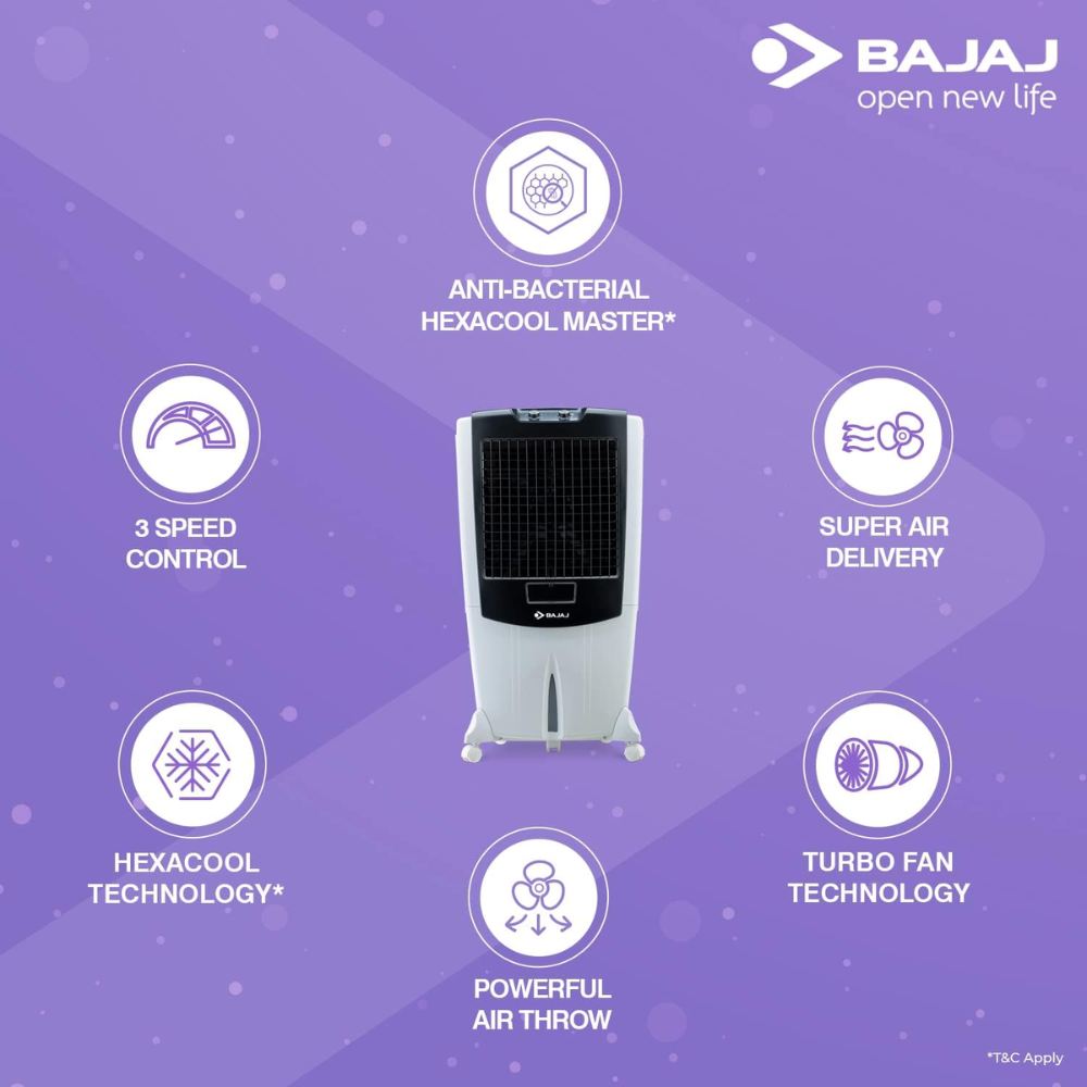 Bajaj DMH95, 95 Ltrs Portable Desert Home Air Cooler