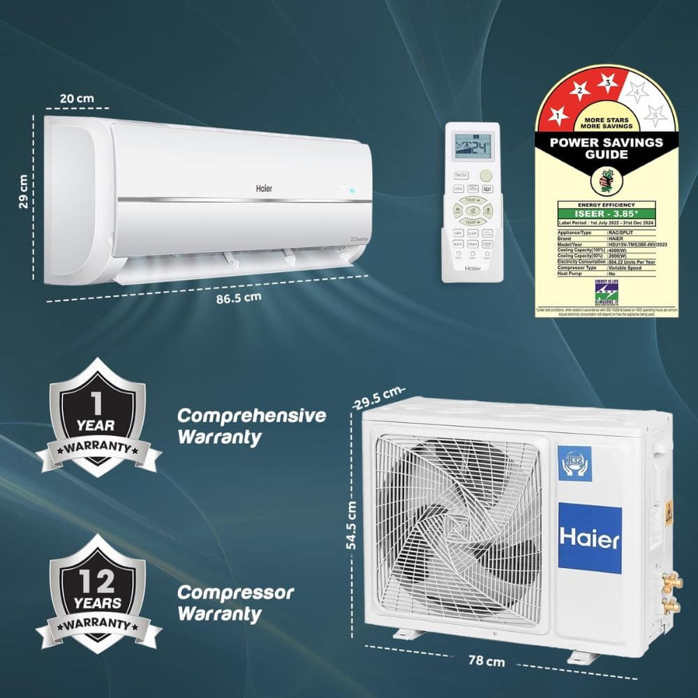 Haier 1.2 Ton 3 Star Inverter Split Air Conditioner (TMS3BE)