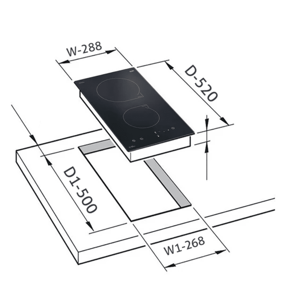 Faber Hob BH1013 IC, 3 burner 70 cm Auto LED touch controls 2 Zone Built-in Induction 3500W (Black)