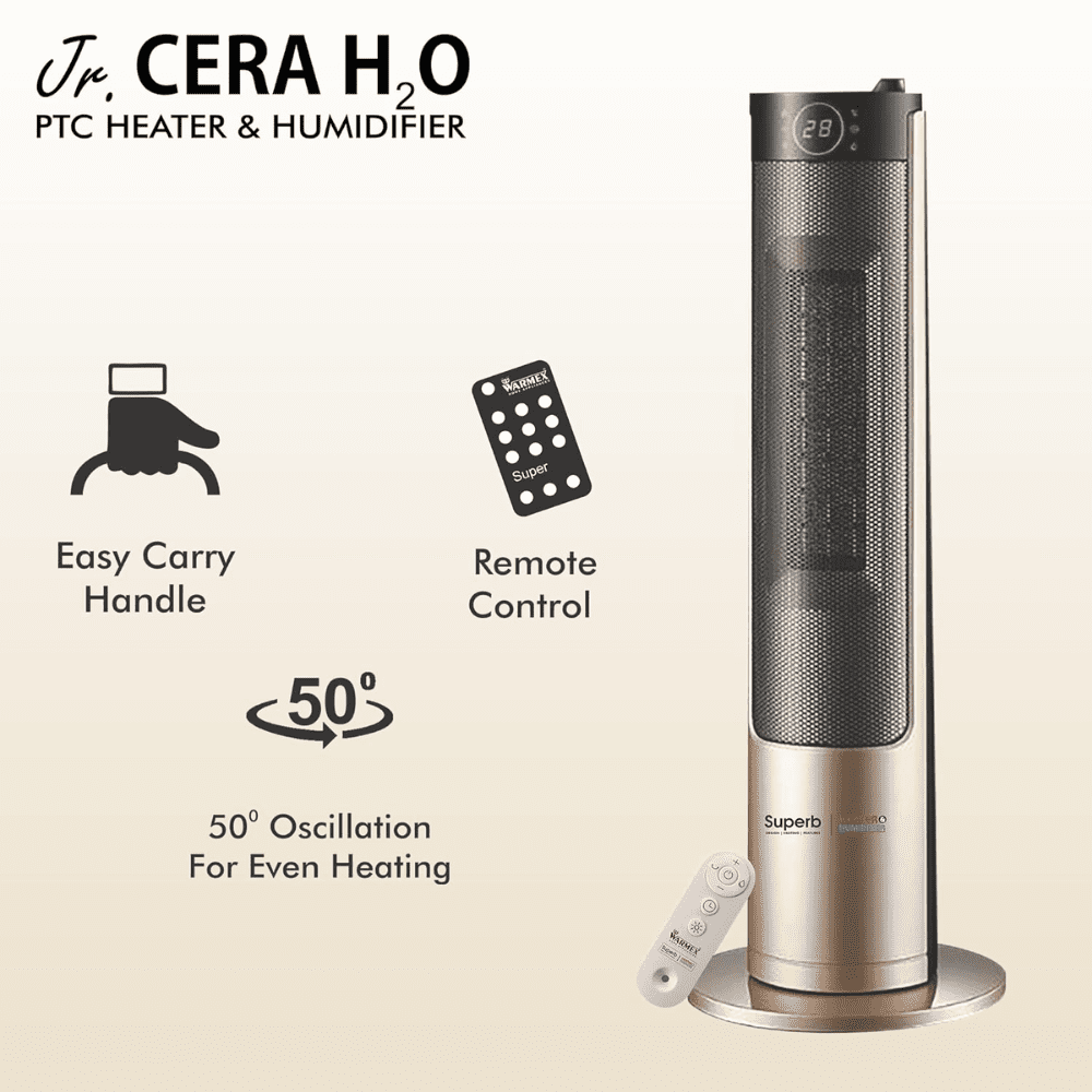 Warmex 1300&2000 Watts Portable Room Heater (Junior Cera H20, Champagne Gold)