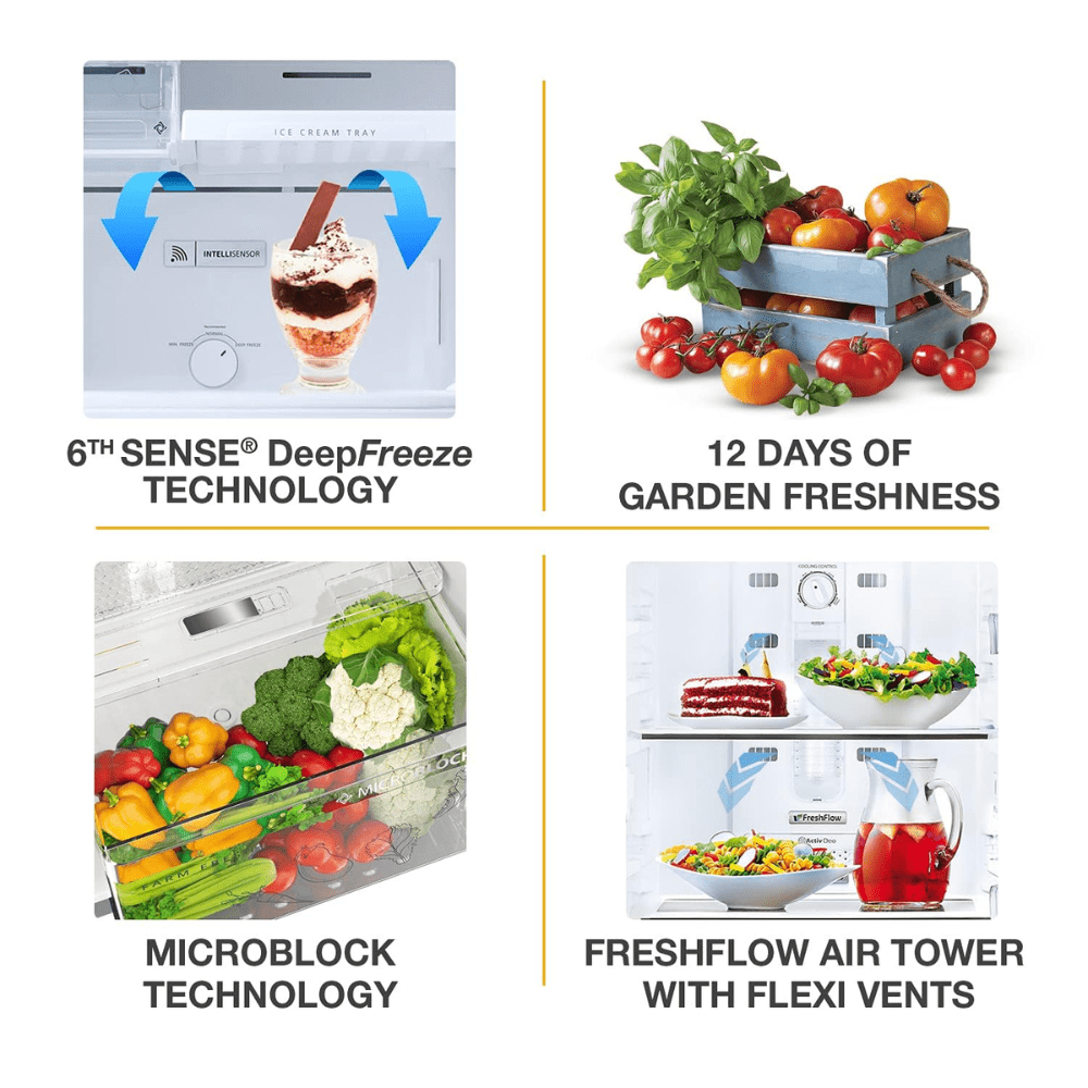 Whirlpool 259 Ltrs, 2 Star IntelliFresh Inverter Frost Free Double Door Refrigerator (IF INV ELT 305GD CRYSTAL BLACK 2S)