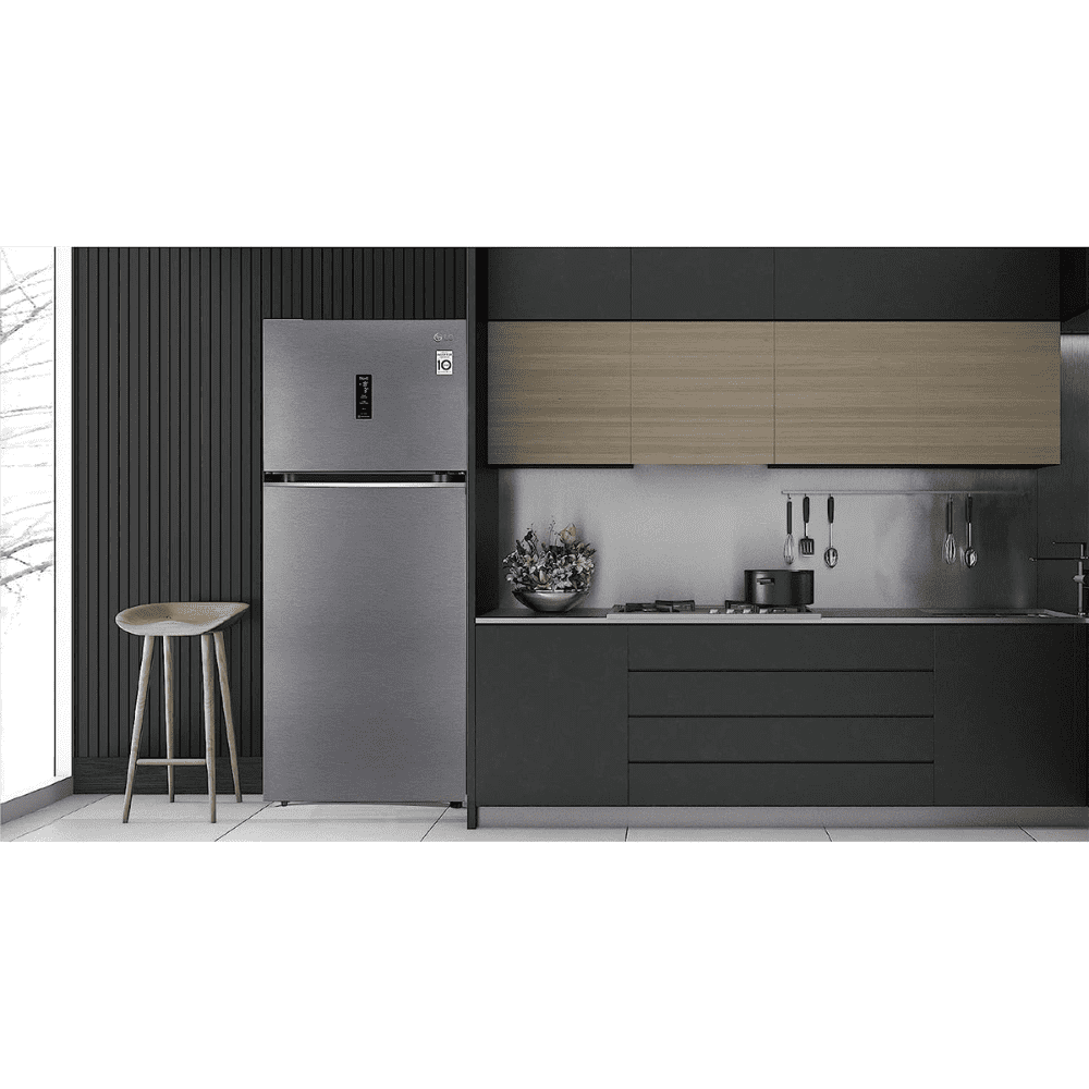 LG 408 Ltrs 3 Star Smart Wi-Fi Frost Free Double Door Refrigerator (GL-T412VDSX, Dazzle Steel)