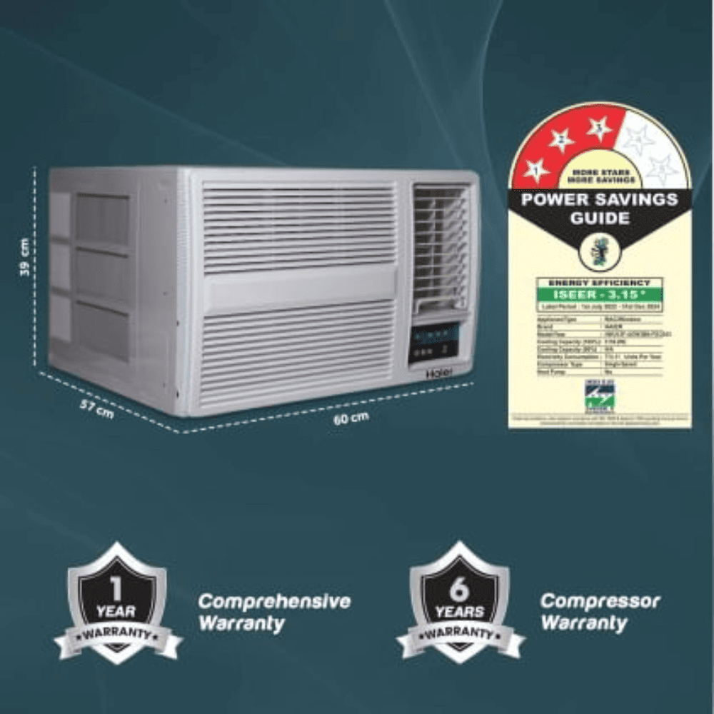 Haier 1.0 ton 3 Star Non-Inverter Window Air Conditioner (HWU12F-AOW3BN)