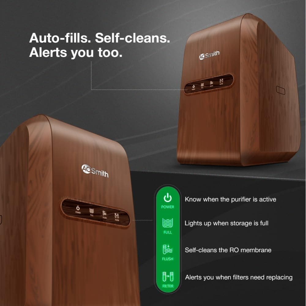 AO Smith 9 Ltrs Storage, RO+Copper Fortified Mineralizer Water Purifier, 7-Stage Purification (Z2 PRO Luxe RO Under sink, Brown)