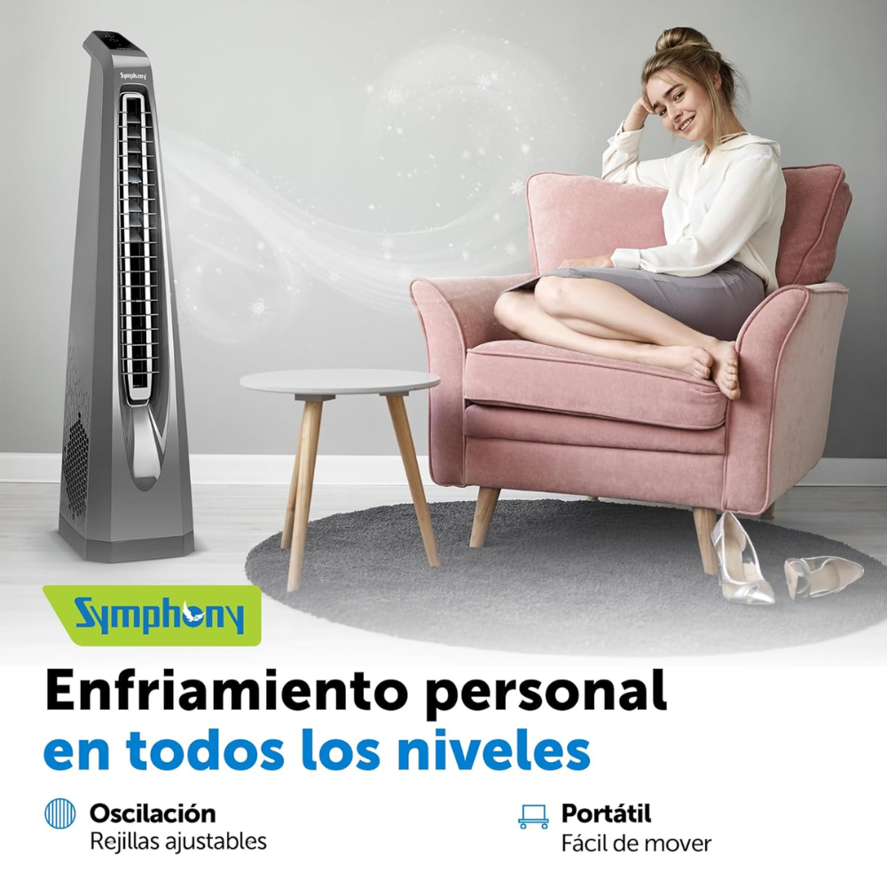 Symphony Bladeless Technology Touchscreen Control Panel Tower Fan (Surround-I)