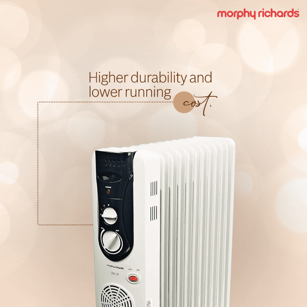 Morphy Richards 11 Straight Fins, 2900 Watts Oil Filled Radiator Room Heater (OFR 11 F, White)
