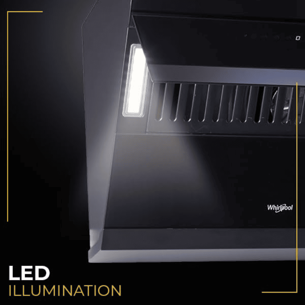 Whirlpool VFL PRO 602 HAC BK, 60 cm 1425 m3/hr Auto Clean Wall Mounted Chimney, Touch + Gesture Control with Filterless Technology (Black)