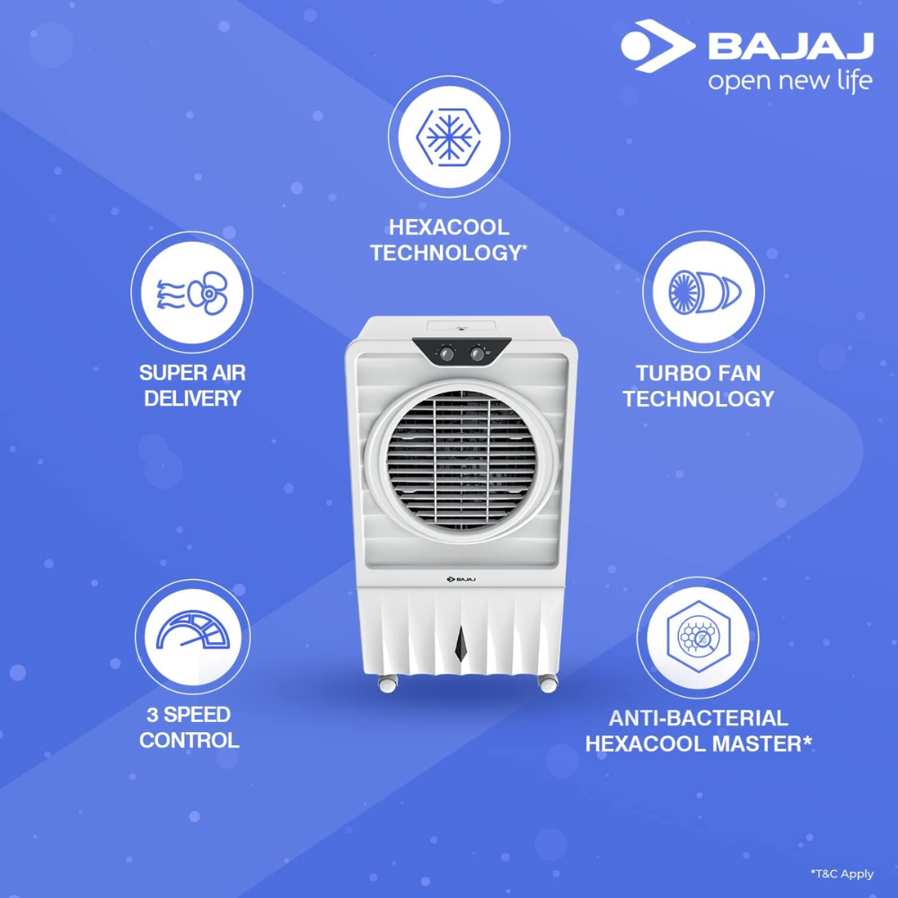 Bajaj DMH80 Wave, 80 Ltrs Portable Desert Room Air Cooler