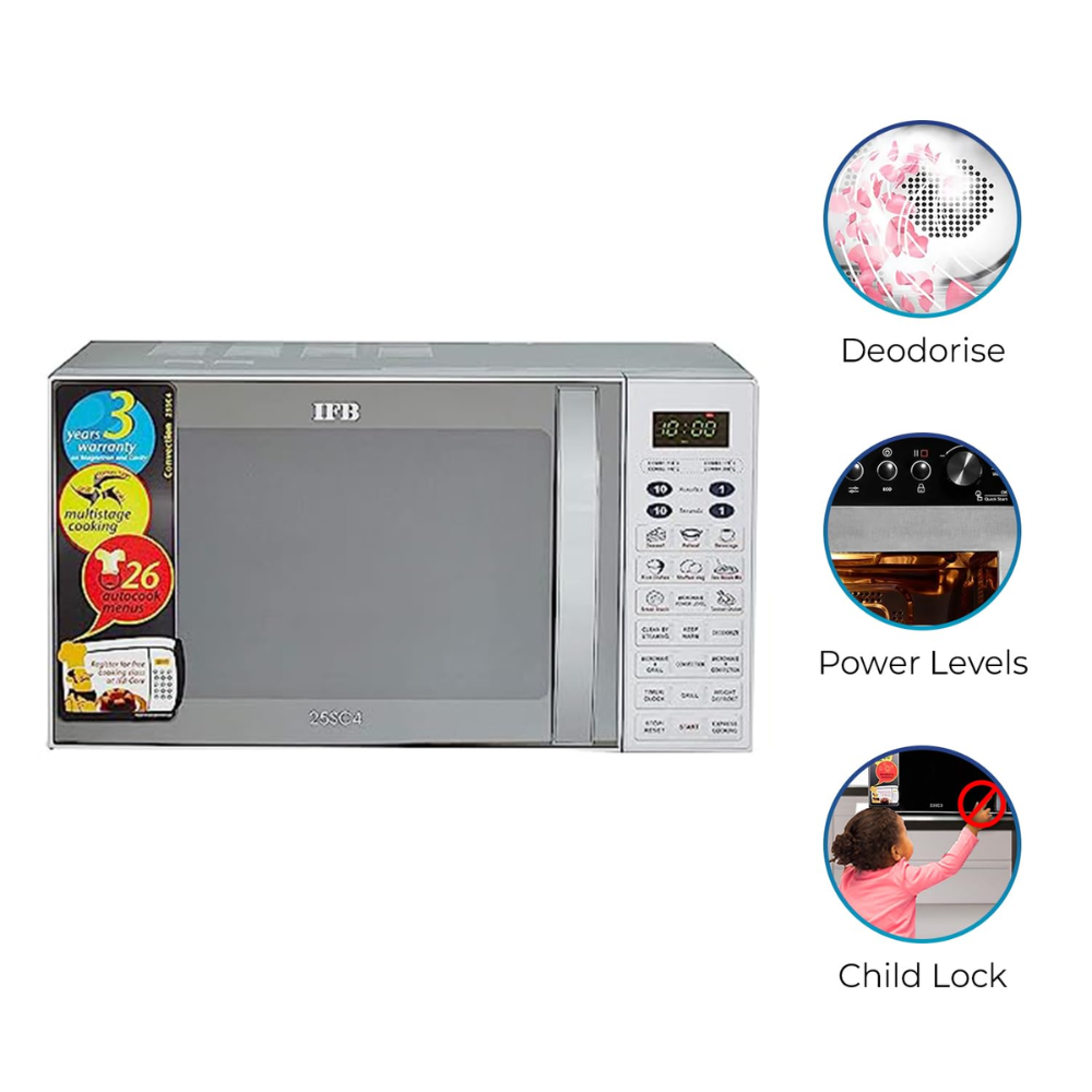 IFB 25 Ltrs Convection Microwave Oven (25SC4,Black)