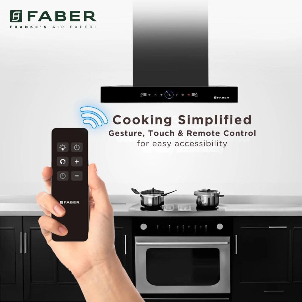 Faber HOOD DAZZELE BLDC FL HC, 60 cm 1500 m3/hr Auto Clean Wall Mounted curved glass Kitchen Chimney (Black)