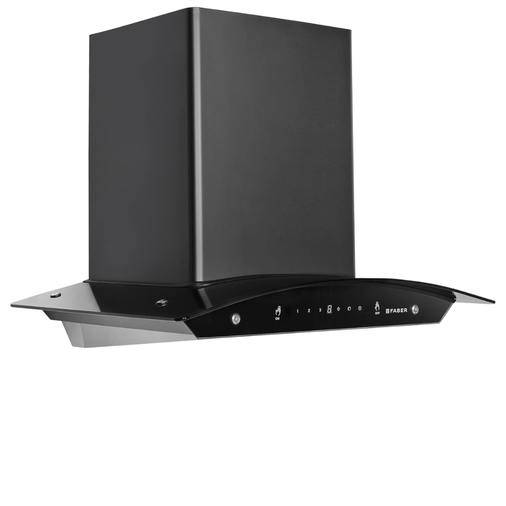 Faber ZEST HC SC FL BK, 60 cm 1200 m3/hr Auto-Clean curved glass Kitchen Chimney (Black)