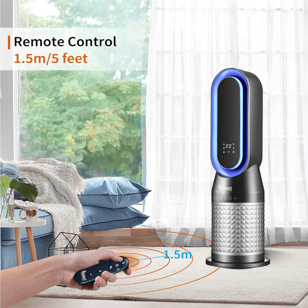 Warmex 2000 Watts Tower Fan Room Heater with Led Display (B-PFH2000 Black & Grey)