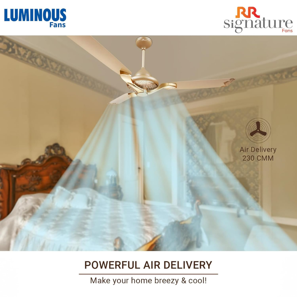 Luminous Jaipur Mahal, 1320mm 3 Blads Designer Ceiling Fans