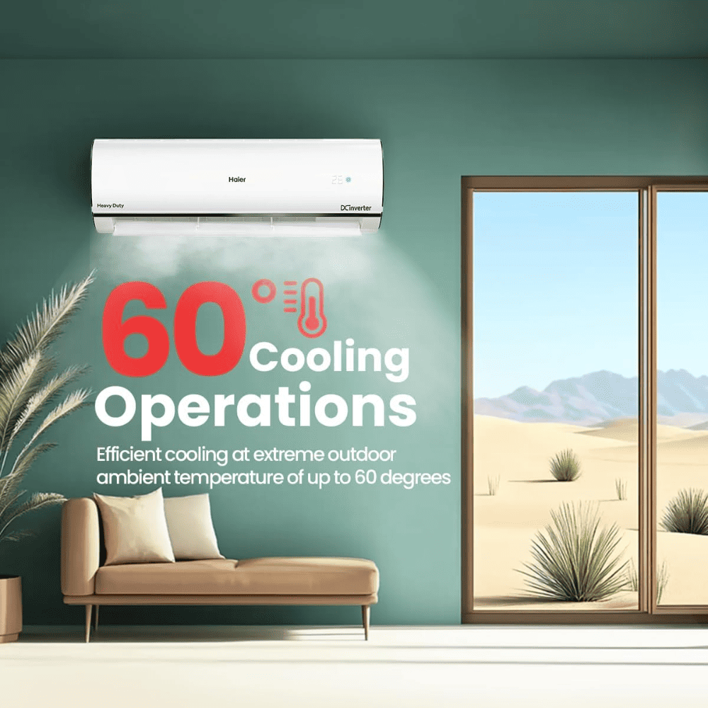 Haier 2.0 Ton 3 Star Hexa Inverter Split Air Conditioner (Wi-Fi, 4-Way,HSU24K/HS24K-PYAIR3BN)