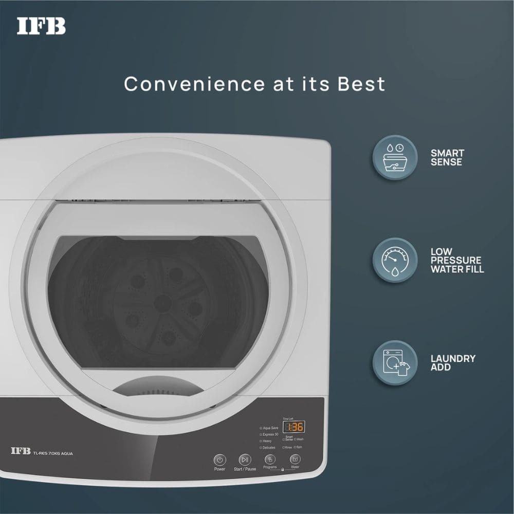 IFB 7 Kg 5 star Fully-Automatic Top Load Washing Machine Appliance (TL-RES 7.0KG AQUA)