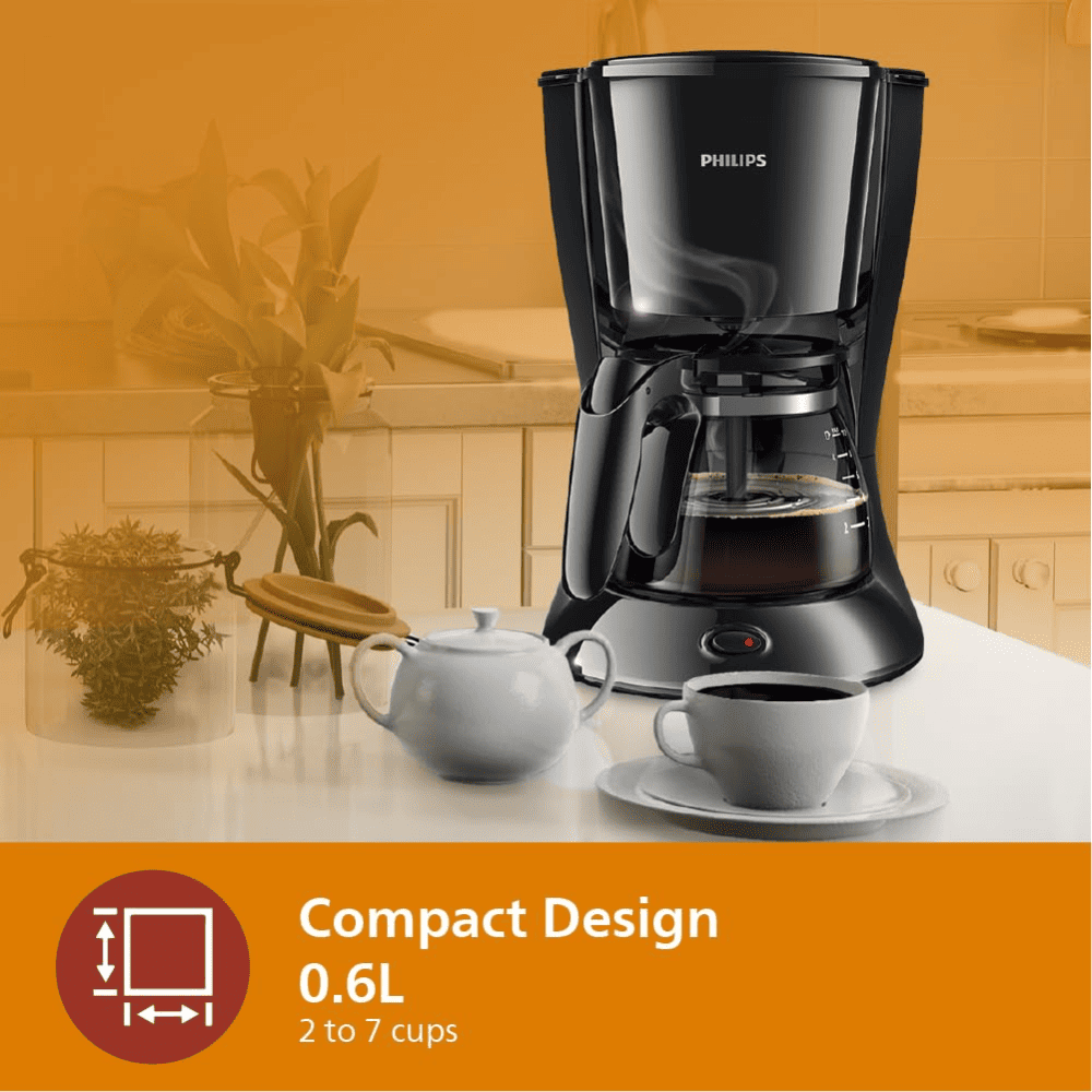 Philips HD7432, 0.6 Ltrs 750 Watts  Drip Medium Coffee Maker Machine, Black