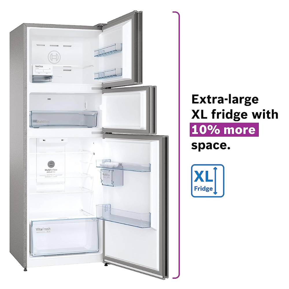 Bosch 364 Ltrs, Inverter Frost Free Triple Door Refrigerator (CMC36K05NI, Black Steel)