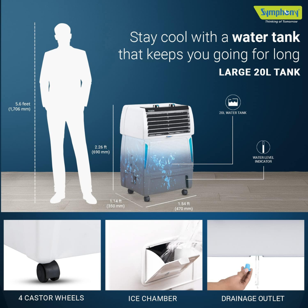 Symphony 20 Ltrs Personal Air Cooler with i-Pure Technology (Touch20)