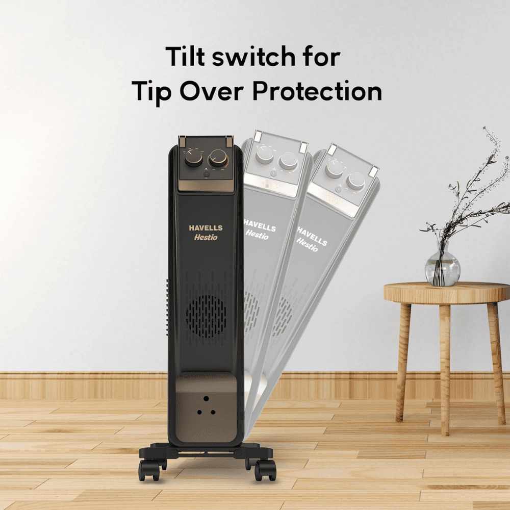 Havells 13 Straight Fins, 2900 Watts Oil Filled With PTC Fan Room Heater (Hestio Ofr 13f, Black)
