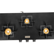 Faber Cooktop, ROMA 3BB BK CI, 4 Burner Auto Manual Ignition Glass Top Brass Burner 2 Medium +1 small + High Flame Gas Stove (Black)