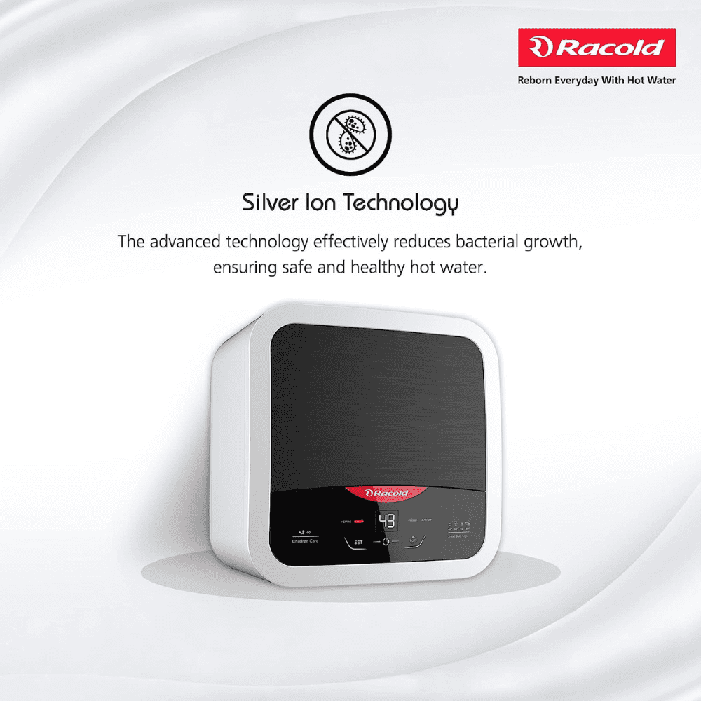 Racold 25 Ltrs Vertical Storage, 5 Star Water Heater Geyser (OMNIS 25 DG 2KW B,Black & White)