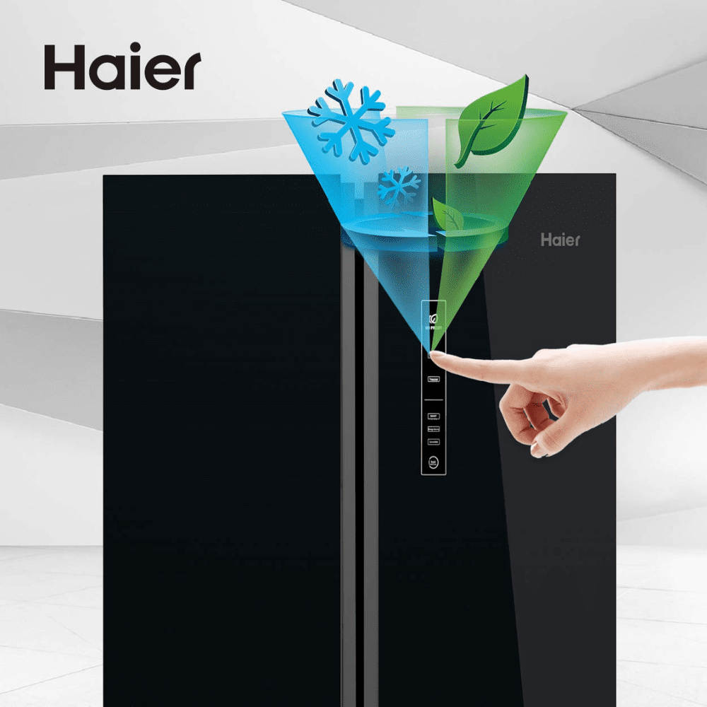 Haier 531 Ltrs 2 Star Inverter Frost Free Side by Side Refrigerator, HRB-550KG, Black