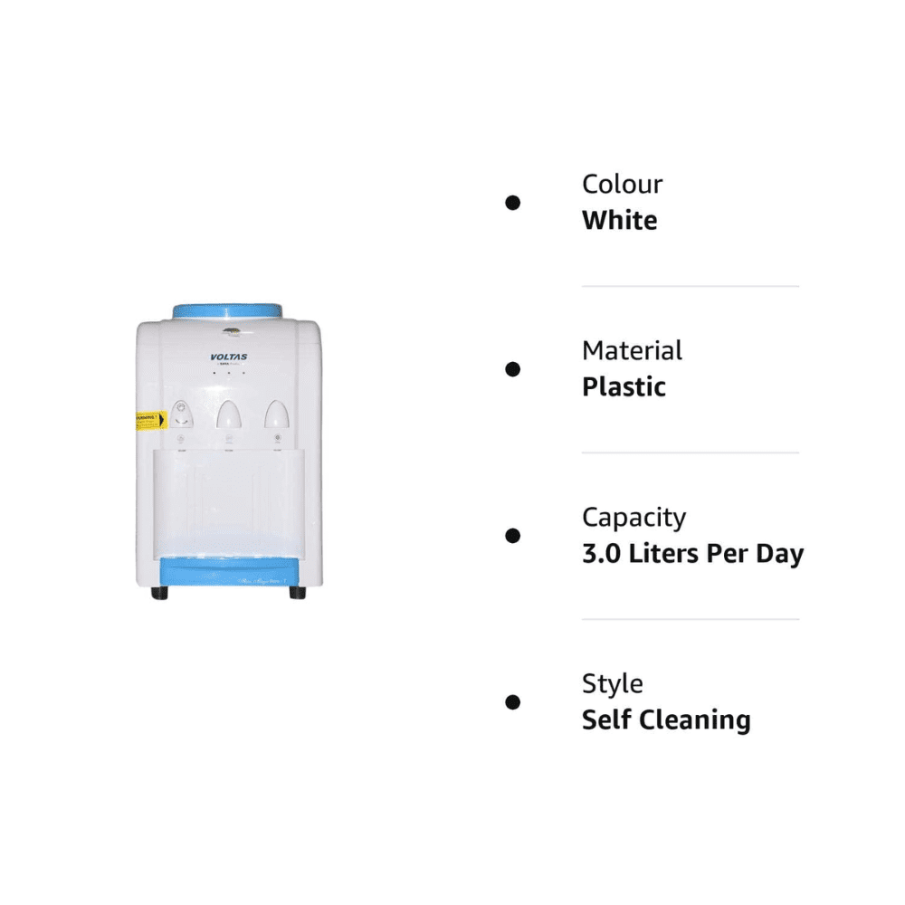 Voltas Mini Magic Pure-T, 500-Watt Table Top Water Dispenser, White & Blue