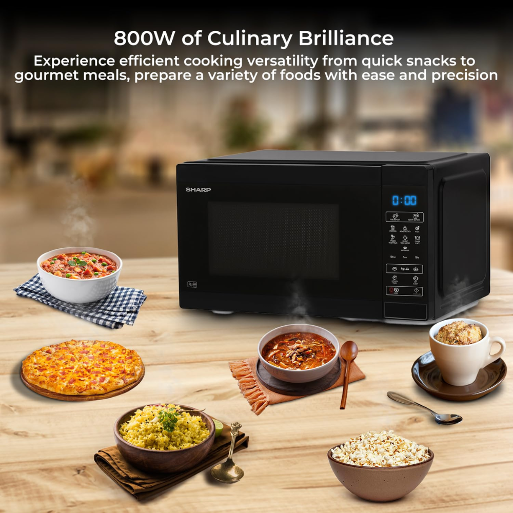 Sharp 20 Ltrs Solo Convection Microwave Oven, Digital Display (R-220KN-K 20LTR,Black)
