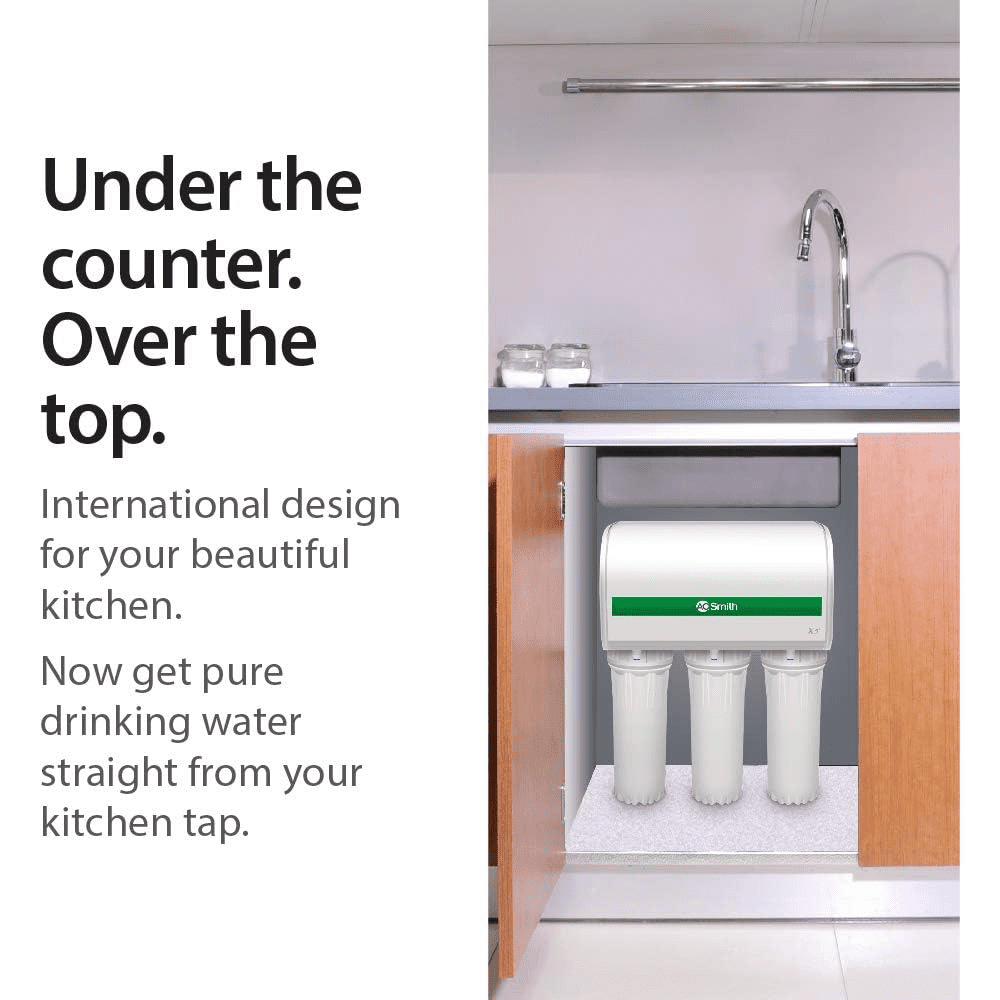 AO Smith RO X5 PLUS, 7.5 Ltrs Storage, Under the Counter Water Purifier, Black