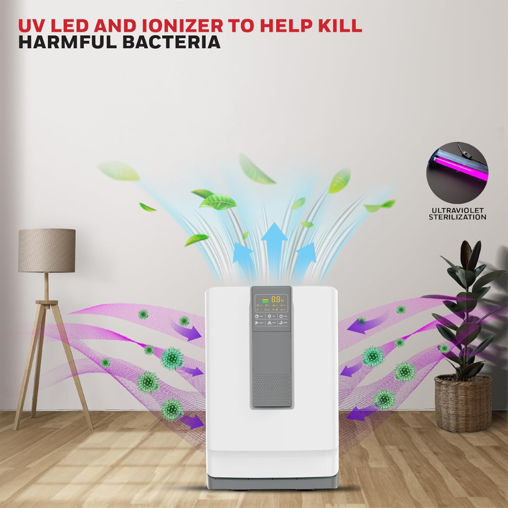 Honeywell Air Touch V4, UV-C LED & Ionizer Air Purifier, H13 HEPA with 5 Stage Filtration