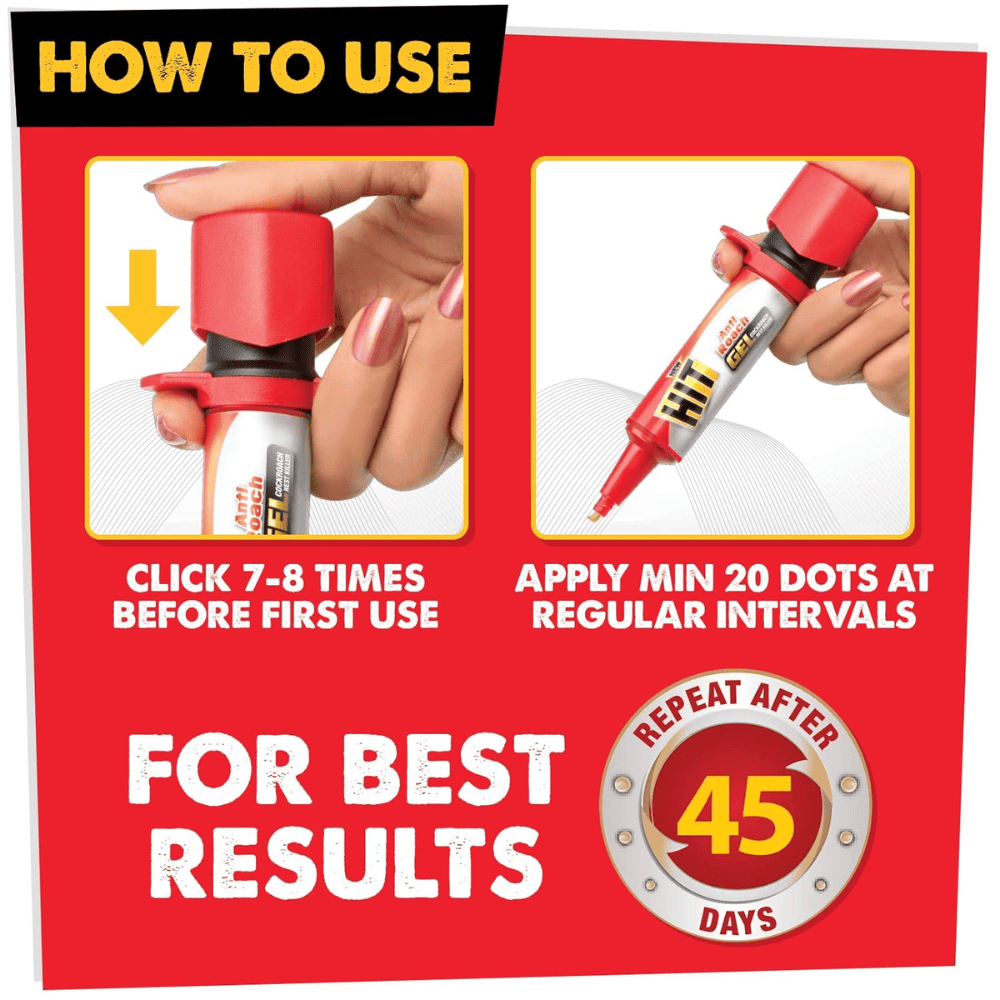 HIT Anti Mosquito Racquet Rechargeable Insect Killer Bat with LED Light & HIT Anti Roach Gel (Black)