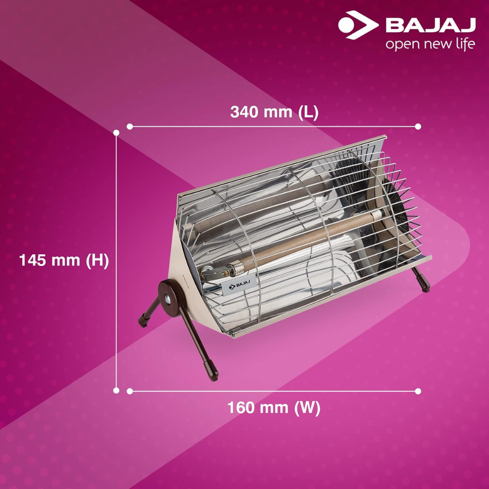 Bajaj Radiant Minor, 1000 Watts Room Heater, Steel