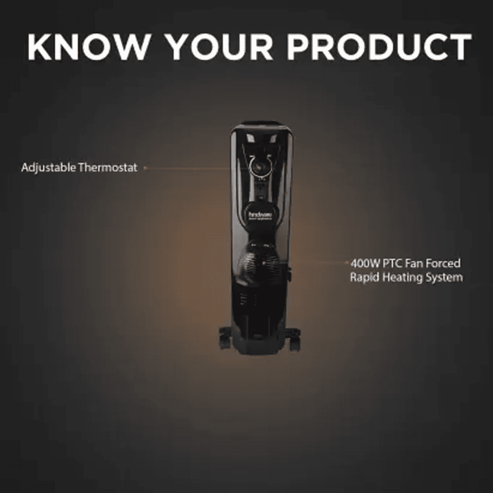 Hindware 11 Wave Fins, 2900 Watts Oil Filled Radiator Room Heater (Atlantic VELDA 11f, Black)