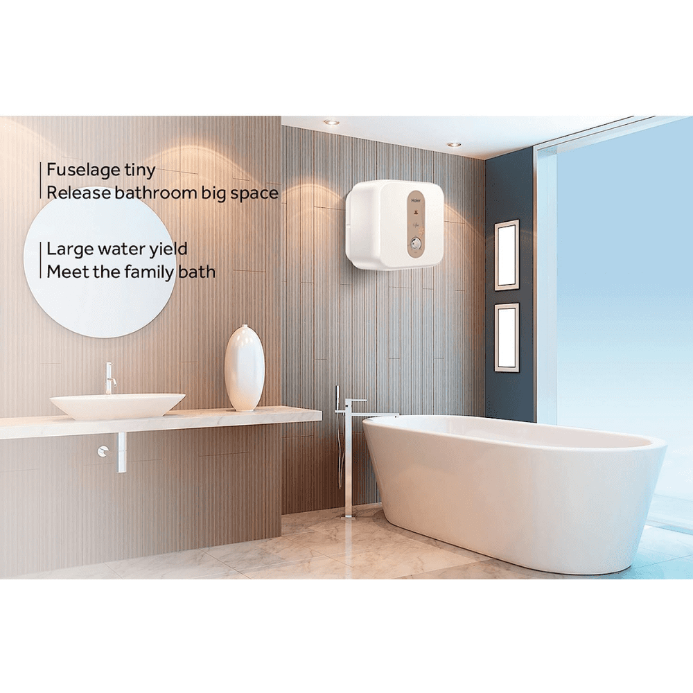 Haier 15 Ltrs Vertical Storage, Wall Mounting Water Heater Geyser (ES15V-S1, White)