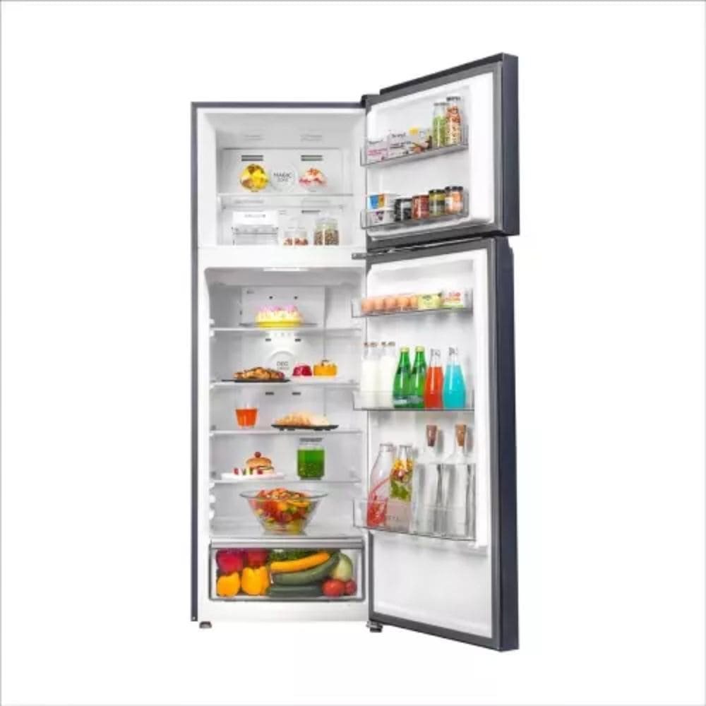 Haier 328 Ltrs, 2 Star Frost Free Double Door Top Mount Refrigerator (HRF 4082BLGKA P, Graphite Black)