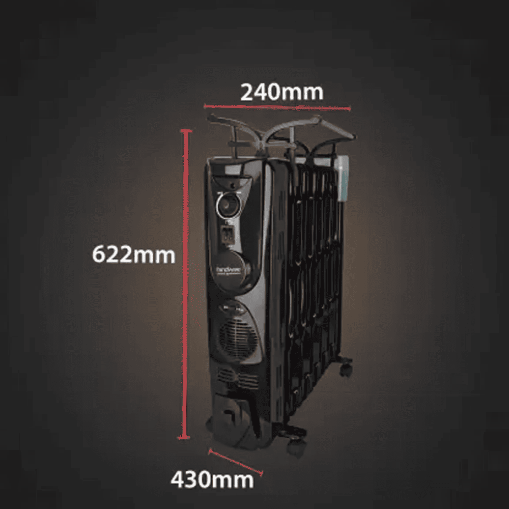 Hindware 13 Wave Fins, 2900 Watts Oil Filled Radiator Room Heater (Atlantic VELDA 13f, Black)