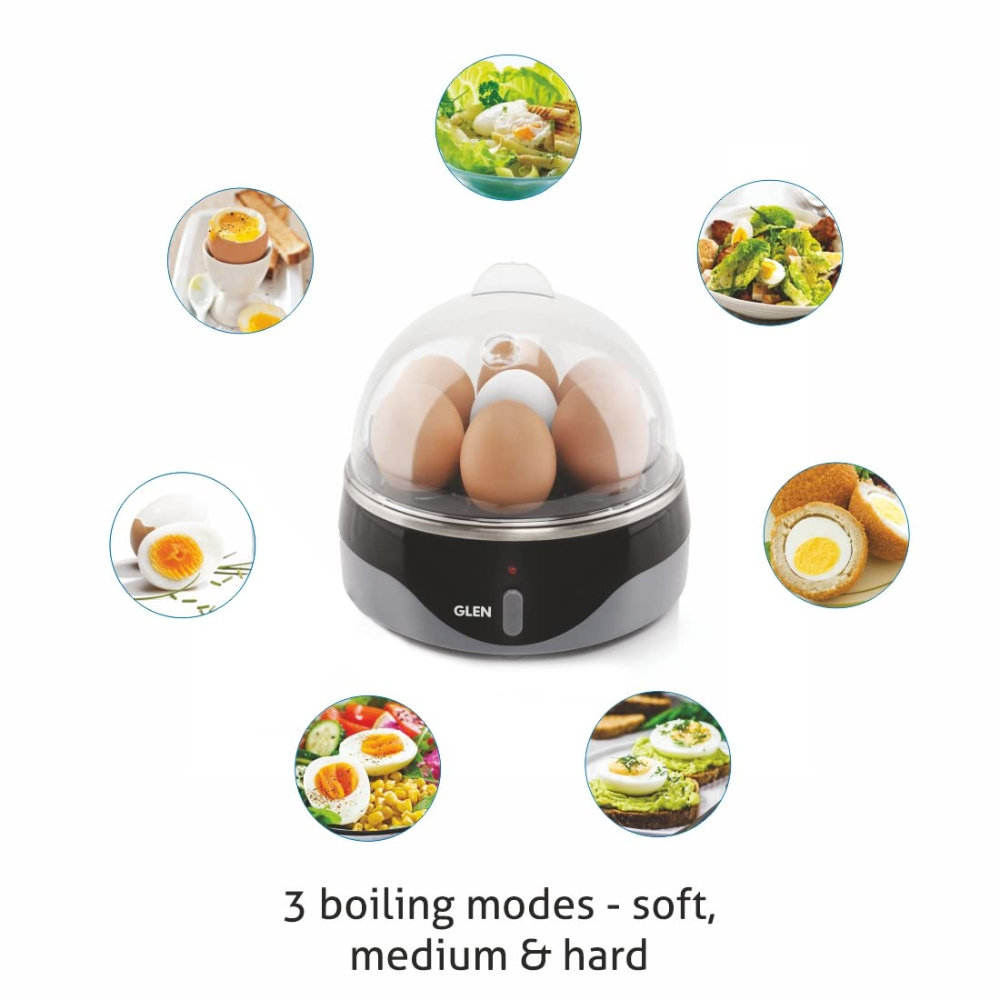 Glen SA3030EB7, 350 Watts Egg Boiler 7 Egg, 1 Poaching Cup, Auto shut Off (Grey)