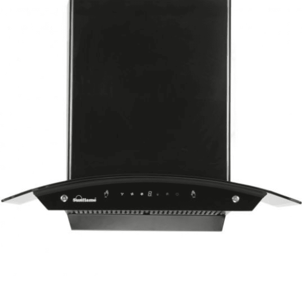 Sunflame ANCONA Bk, 60 cm 1250 m3/hr Auto Clean Wall Mounted Chimney, Filterless Technology (Black)