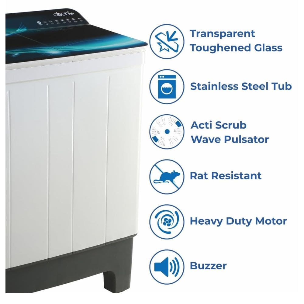 Aisen 8.5 Kg 5 Star Semi-Automatic Top Load Washing machine (A85SMT821,White & Green)