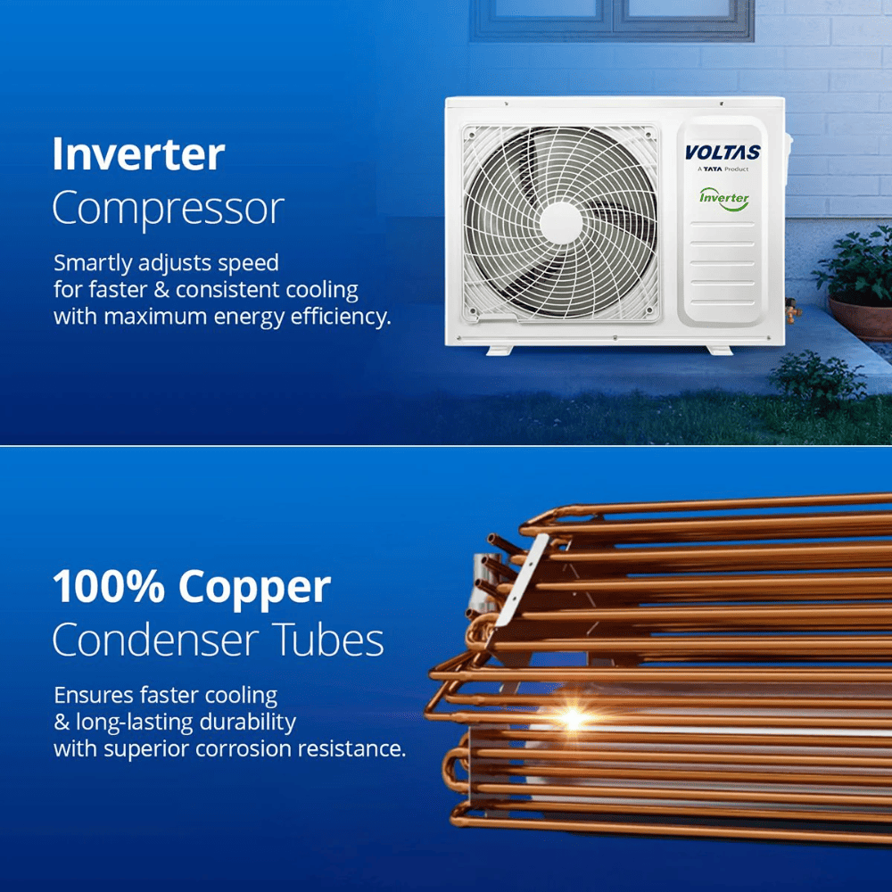 Voltas 1.5 Ton 3 Star Inverter Split Air Conditioner (183V Vectra Zen Gold 890 MM)