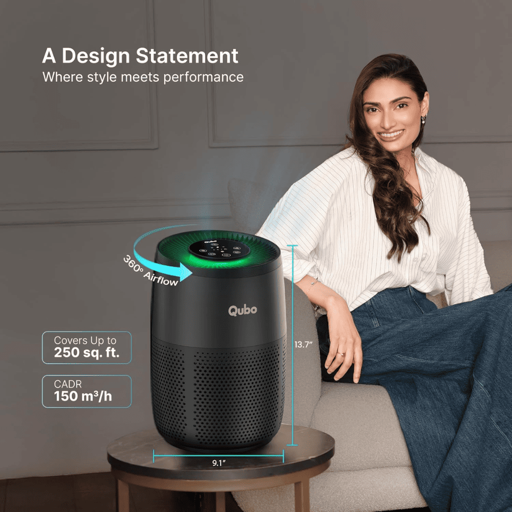 Qubo R250 Smart Room Air Purifier with HEPA 13 Filter (250 Sqft, Black)