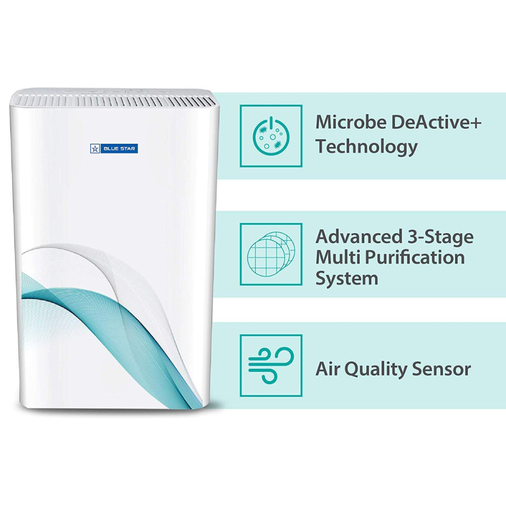 Blue Star BS-AP300DAI, SensAir with Microbe DeActive+ Technology Air Purifier, HEPA Filter