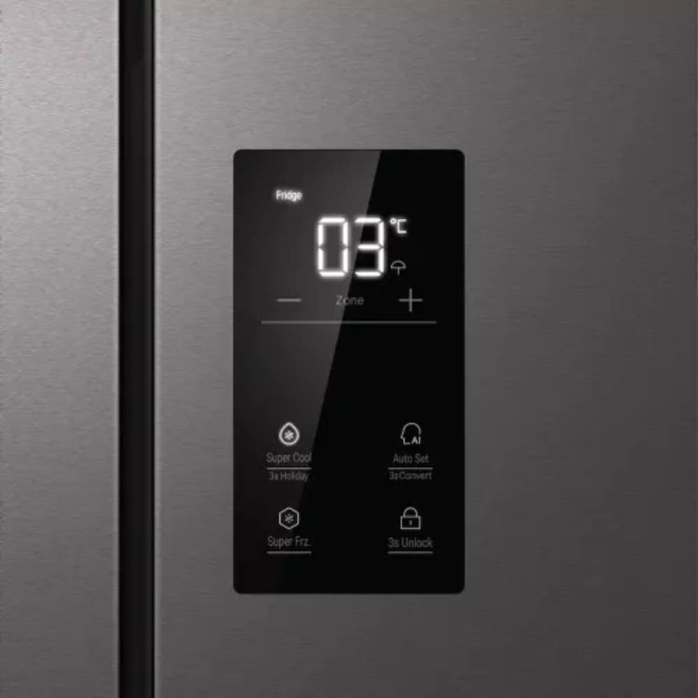 Haier 520 Ltrs, 3 Star Lumiere Frost Free Triple Inverter French Door Side by Side Refrigerator (HRB 600IS, Inox Steel)