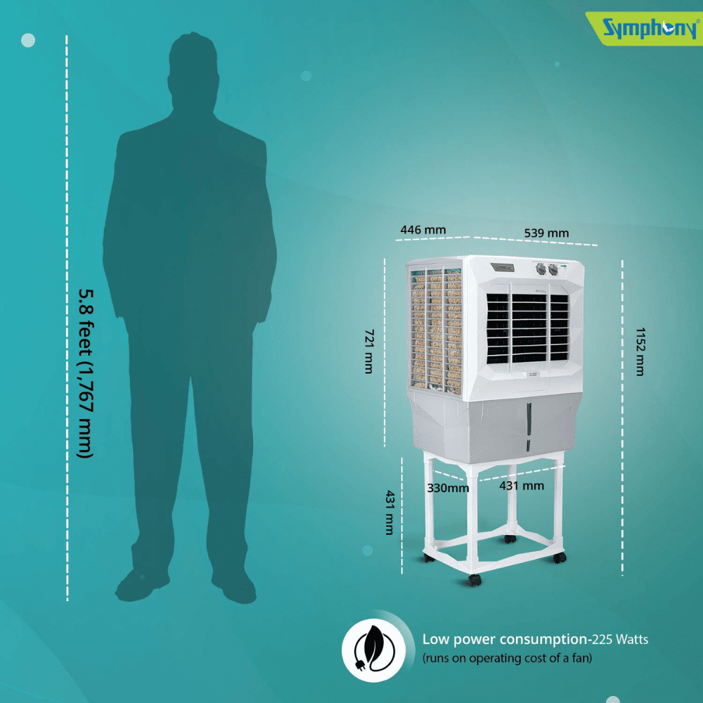 Symphony 45 Ltrs Desert Air Cooler with Trolley (JUMBO 45DB)